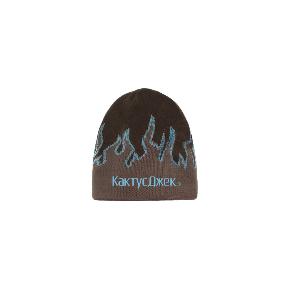 TRAVIS SCOTT CJ FLAME LOGO BEANIE GREY