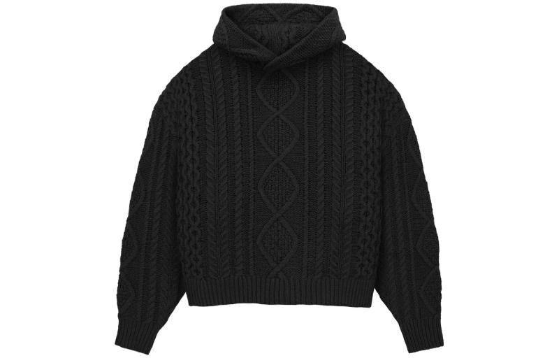 Fear of God Essentials FW23 Cable Knit Hoodie 'Jet Black' 192BT234390F