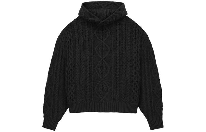 Fear of God Essentials FW23 Cable Knit Hoodie 'Jet Black' 192BT234390F