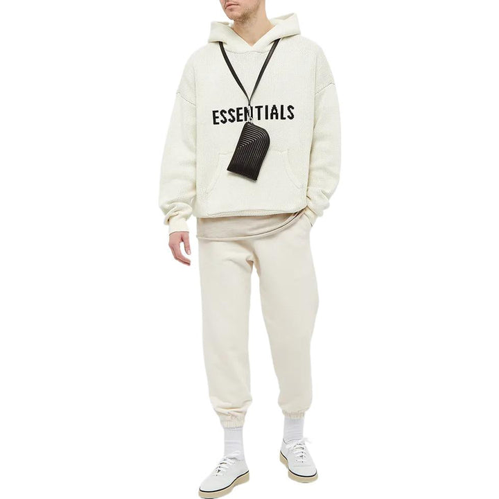 Fear of God Essentials FW21 Knit Logo Hoodie 'Buttercream' FOG-FW21-1229