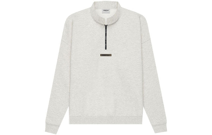 Fear of God Essentials SS21 Mockneck Half Zip Light Heather Oatmeal FOG-SS21-595
