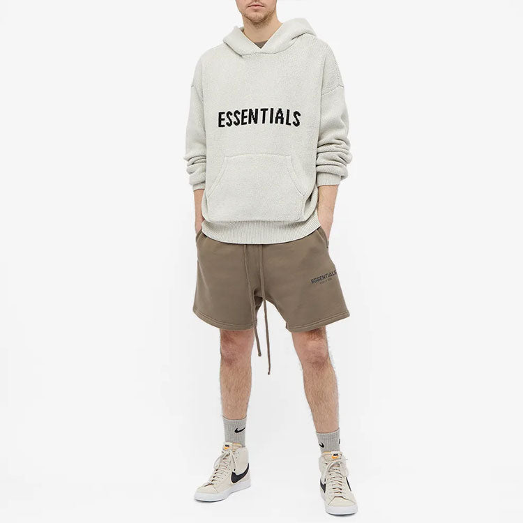 Fear of God Essentials FW21 Knit Logo Hoodie 'Oatmeal' FOG-FW21-101