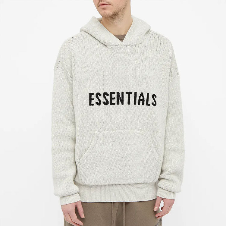 Fear of God Essentials FW21 Knit Logo Hoodie 'Oatmeal' FOG-FW21-101