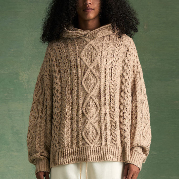 Fear of God Essentials FW23 Cable Knit Hoodie 'Gold Heather' 192BT234393F
