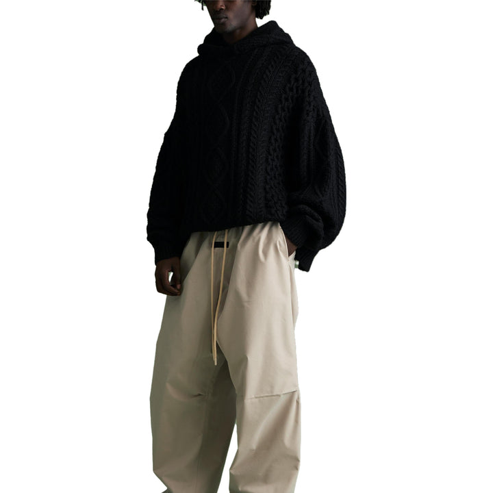 Fear of God Essentials FW23 Cable Knit Hoodie 'Jet Black' 192BT234390F
