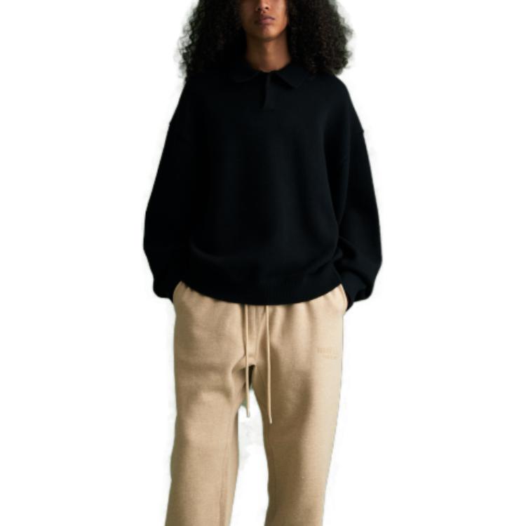Fear of God Essentials FW23 Knit Polo Shirt 'Jet Black' 192BT232180F