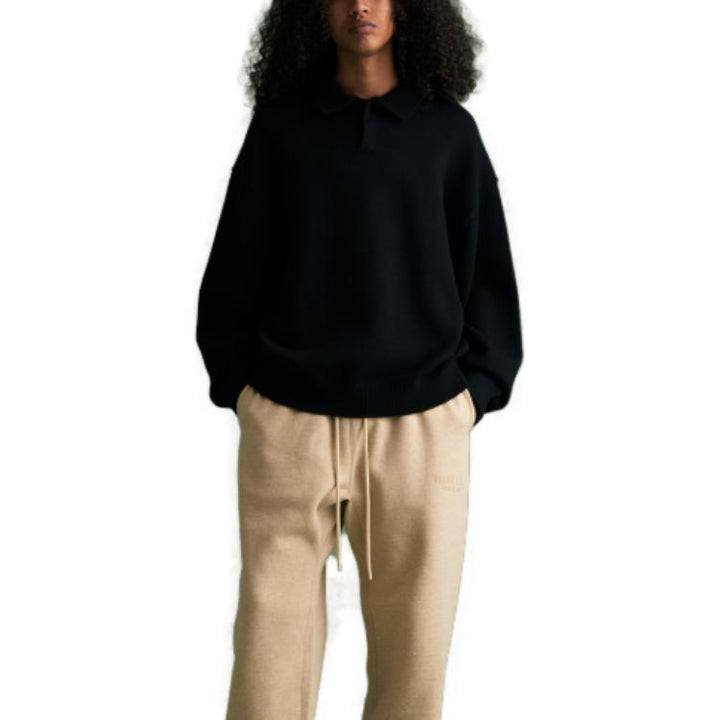 Fear of God Essentials FW23 Knit Polo Shirt 'Jet Black' 192BT232180F
