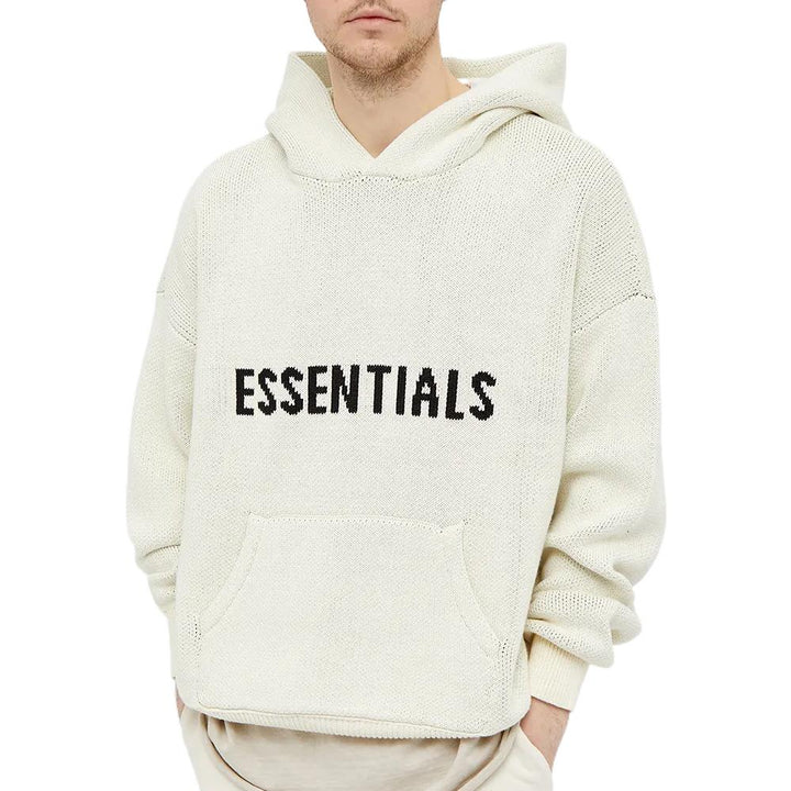 Fear of God Essentials FW21 Knit Logo Hoodie 'Buttercream' FOG-FW21-1229
