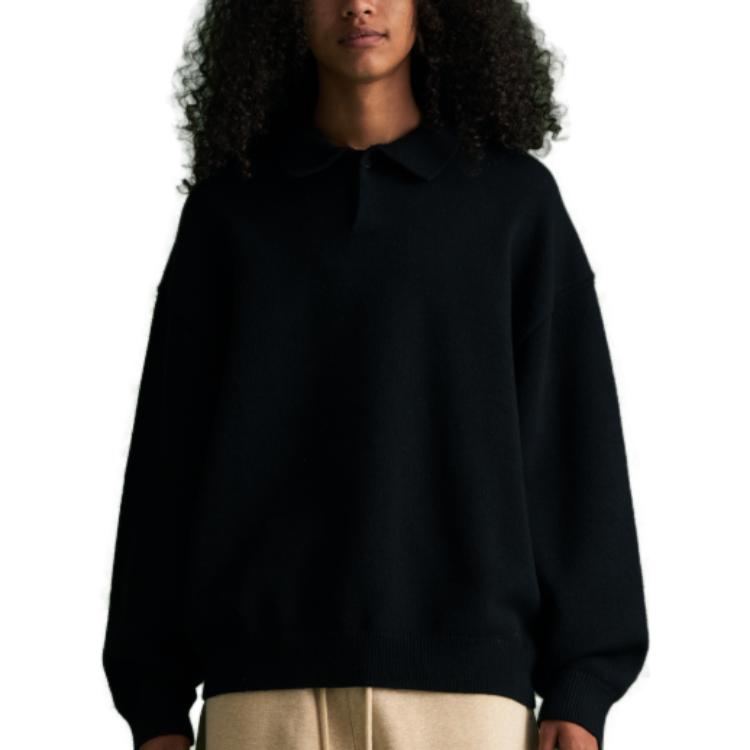Fear of God Essentials FW23 Knit Polo Shirt 'Jet Black' 192BT232180F