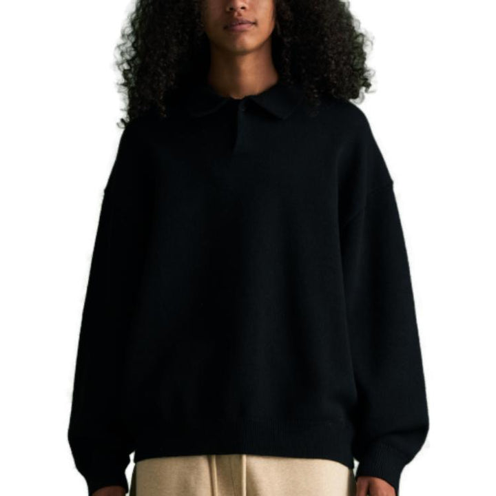 Fear of God Essentials FW23 Knit Polo Shirt 'Jet Black' 192BT232180F