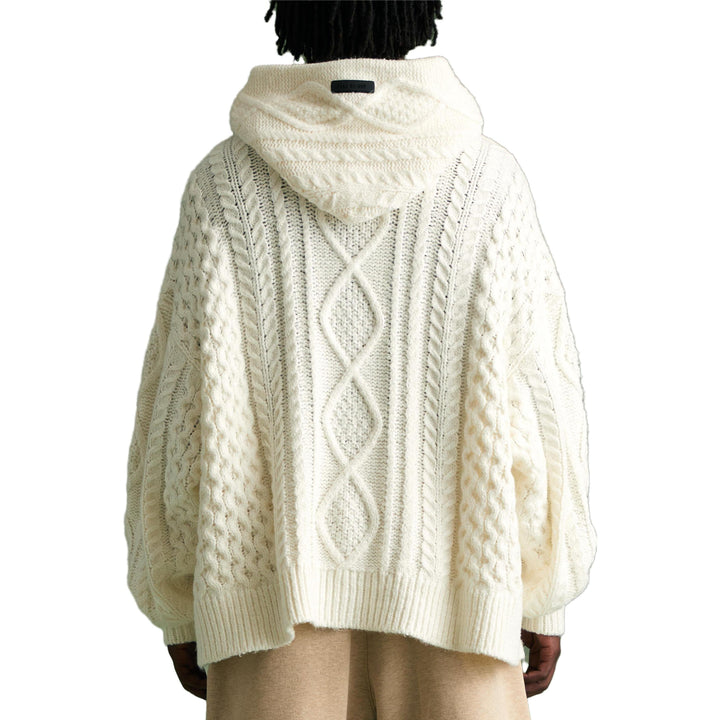 Fear of God Essentials FW23 Cable Knit Hoodie 'Cloud Dancer' 192BT234391F
