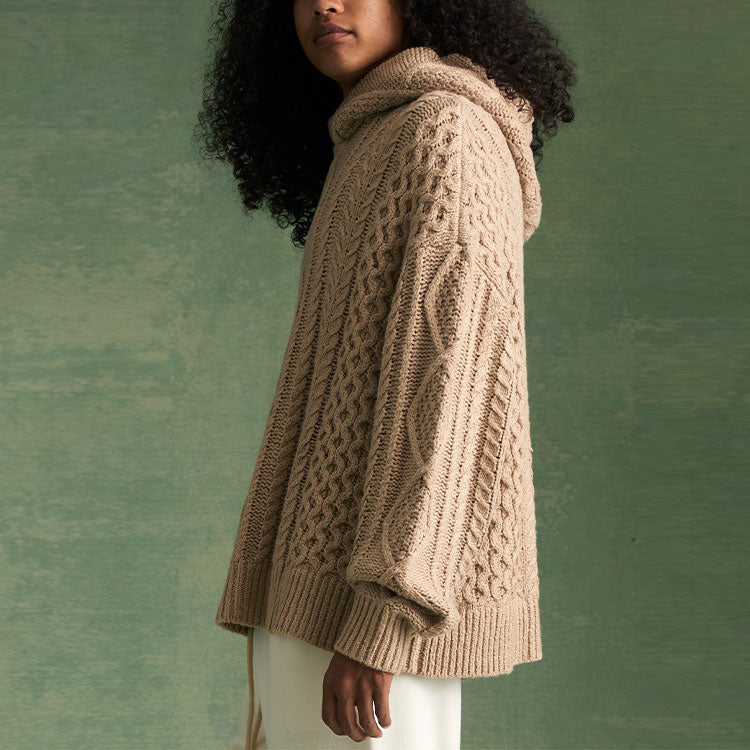 Fear of God Essentials FW23 Cable Knit Hoodie 'Gold Heather' 192BT234393F