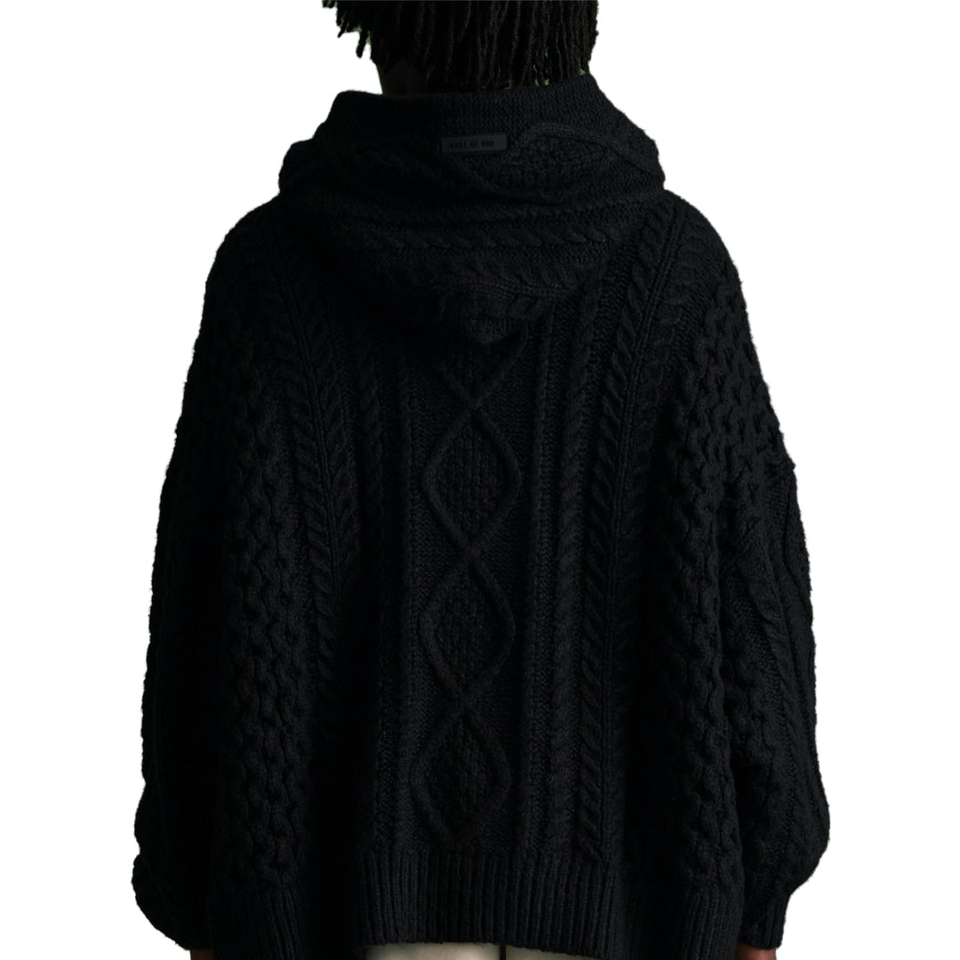 Fear of God Essentials FW23 Cable Knit Hoodie 'Jet Black' 192BT234390F