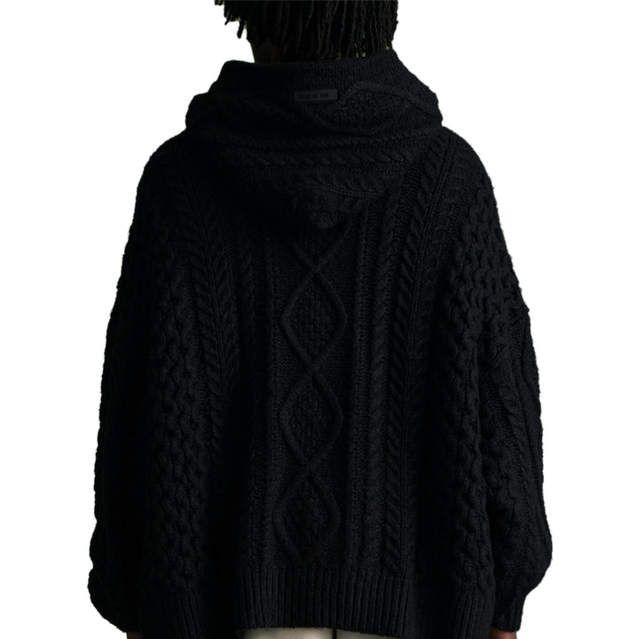 Fear of God Essentials FW23 Cable Knit Hoodie 'Jet Black' 192BT234390F
