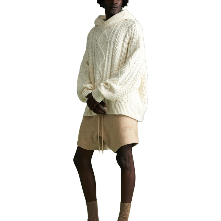 Fear of God Essentials FW23 Cable Knit Hoodie 'Cloud Dancer' 192BT234391F