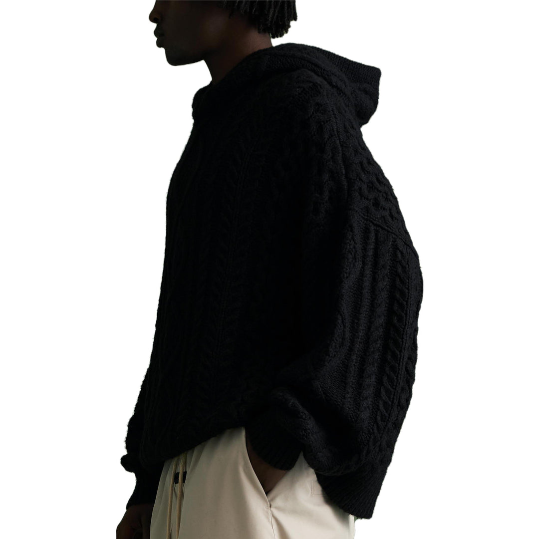 Fear of God Essentials FW23 Cable Knit Hoodie 'Jet Black' 192BT234390F
