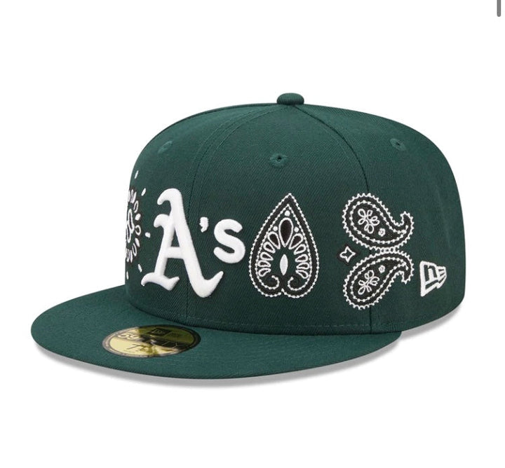 Oakland Athletics All Over Print Paisley Green Cap