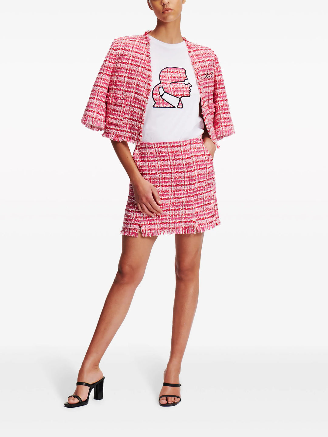 Karl Lagerfeld Bouclé Profile organic-cotton T-shirt