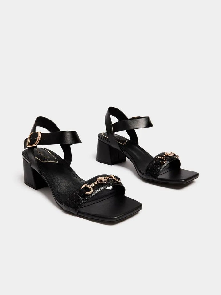 Luella Branded Jacquard Block Heel Sandals