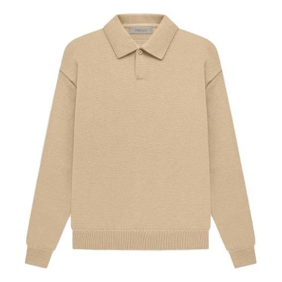 Fear of God Essentials SS23 Knit Long Sleeve Polo Shirt 'Sand' FOG-SS23-041