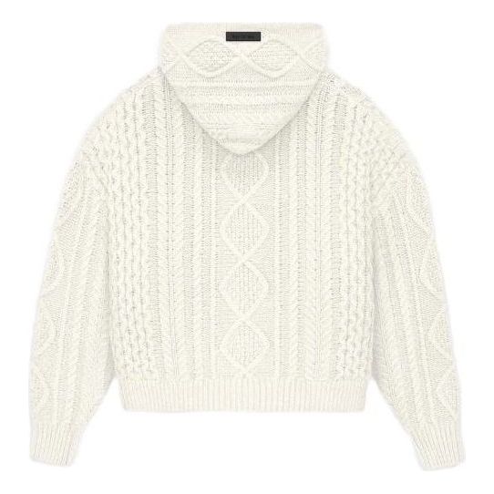 Fear of God Essentials FW23 Cable Knit Hoodie 'Cloud Dancer' 192BT234391F