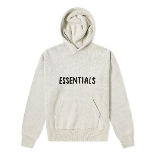 Fear of God Essentials FW21 Knit Logo Hoodie 'Oatmeal' FOG-FW21-101